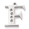 Tarnish Resistant 304 Stainless Steel Letter Pendant Rhinestone Settings, Stainless Steel Color, Letter.F, F: 15x11.5x1.5mm, Hole: 1.2mm, Fit for 1.6mm rhinestone