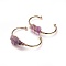 Long-Lasting Plated Brass Cuff Bangles, with Natural Amethyst, Nuggets, Golden, 1-3/8 inchx2-3/8 inch(3.8x6cm), 2.8mm
