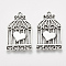 Tibetan Style Alloy Pendants, Birdcage with Heart, Cadmium Free & Lead Free, Antique Silver, 33.5x20.5x2mm, Hole: 2mm, about 300pcs/1000g