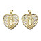 Brass Micro Pave Clear Cubic Zirconia Pendants, Lady of Guadalupe Charms, Nickel Free, Heart with Virgin Mary, Real 16K Gold Plated, 22x22x4.5mm, Hole: 3.5x4.5mm