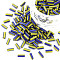 Opaque Colours Two Tone Seed Glass Bugle Beads, Round Hole, Round Bugle, Blue, 4.5~7.5x2.5mm, Hole: 0.8~1mm, about 450g/Pound