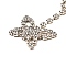 Brass with Crystal Rhinestone Pendants Necklace, Butterfly Charm Necklaces, Platinum, 25.79 inch(65.5cm)