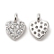 Brass & Cubic Zirconia Charms, Cadmium Free & Nickel Free & Lead Free, Heart Charm, Real Platinum Plated, 7x5x2.5mm, Hole: 1.2mm