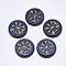 Natural Lapis Lazuli Cabochons, Flat Round with Nordic Pagan Pattern, Dyed, 25x5.5mm