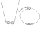 Sterling Silver Micro Pave Clear Cubic Zirconia Infinity Pendant Necklace & Link Bracelets Sets, Platinum, Necklaces: 370mm; Bracelets: 150mm