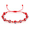 Glass Evil Eye Braided Bead Bracelet, Red