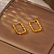 Elegant Stainless Steel Hoop Earrings, Golden, Rectangle
