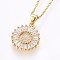 304 Stainless Steel Initial Pendant Necklaces, with Cubic Zirconia, Flat Round with Letter, Golden, Letter.D, 17.71 inch(45cm), Pendant: 22x16x3mm
