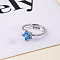Bohemian Style 304 Stainless Steel Pave Dodger Blue Cubic Zirconia Hoop Nose Rings, Stainless Steel Color, Flower, 8mm