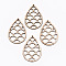 Unfinished Hollow Wood Big Pendants, Undyed, Laser Cut Wood Shapes, Teardrop, Antique White, 57x39~40x2.5mm, Hole: 2mm