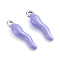 304 Stainless Steel Pendants, Enamelled Sequins, Horn of Plenty/Italian Horn Cornicello Charms, Stainless Steel Color, Lilac, 17.5x4.5x3.5mm, Hole: 1mm