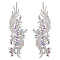Glass Rhinestone Flower Appliques, Polyester Embroidery Lace Ornament Accessories, Crystal AB, 370x140x9mm