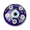 Handmade Lampwork Pendants, Flat Round with Evil Eye, Indigo, 30.5x6.5mm, Hole: 3.5mm
