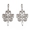 Non-Tarnish 304 Stainless Steel Pendants, Laser Cut, Sword with Butterfly Charm, Stainless Steel Color, 43x22.5x1.5mm, Hole: 1.8mm