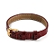 Leather Textured Bracelet Straps Slide Wristbands for Slide Charms, with Ion Plating(IP) Golden 304 Stainless Steel Buckles, Dark Red, 23.2x1~1.25x0.5cm