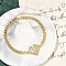 Brass Micro Pave Cubic Zirconia Link Bracelets, Cuban Link Chain Jewelry for Women, Heart, Real 18K Gold Plated, 7-3/8 inch(18.7cm), Pendants: 30x20x4mm