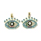 Brass Micro Pave Cubic Zirconia Pendants, Cadmium Free & Nickel Free & Lead Free, with Enamel, Evil Eye Charms, Real 18K Gold Plated, Deep Sky Blue, 20.5x24.5x4.5mm, Hole: 2.5x4mm
