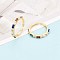 Brass Micro Pave Cubic Zirconia Cuff Rings for Women, Rectangle, Real 18K Gold Plated, 2.5mm