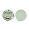 Handmade Polymer Clay Pendants, Flat Round with Leaf, Dark Sea Green, 30x7.5~8mm, Hole: 1.8mm