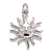 Cubic Zirconia Pendants, with Rack Plating Brass Findings, with Jump Rings, Long-Lasting Plated, Lead Free & Cadmium Free, Sun, Platinum, 17.5x14x2mm, Jump Ring: 4.6x0.8mm, 3mm Inner Diameter
