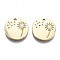 Alloy Pendants, Cadmium Free & Nickel Free & Lead Free, Flat Round with Dandelion, Real 16K Gold Plated, 15x2mm, Hole: 1.5mm