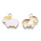 Alloy Enamel Pendants, Light Gold, Sheep, White, 19x20x2.5mm, Hole: 2mm