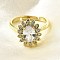 Brass Micro Pave Cubic Zirconia Finger Rings for Women, Flower, Long-Lasting Plated, Rack Plating, Real 18K Gold Plated, Clear, 14.5x12.5mm, Inner Diameter: 17.8mm