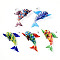 Handmade Lampwork Big Pendants, Dolphin Charms, Mixed Color, 54~56x65~68x15~16.5mm, Hole: 5~6x6~7mm