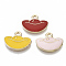 Chinese Style Zinc Alloy Pendants, with Enamel, Cadmium Free & Nickel Free & Lead Free, Ingot, Light Gold, Mixed Color, 12x16x2mm, Hole: 1.6mm