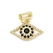 Brass Micro Pave Cubic Zirconia Slide Charms, Evil Eye Charms, Lead Free & Cadmium Free, Long-Lasting Plated, Rack Plating, Real 18K Gold Plated, 18.5x28.5x4.5mm, Hole: 2x10.5mm
