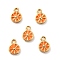 Brass Enamel Pendants, Long-Lasting Plated, Cadmium Free & Lead Free, Real 18K Gold Plated, Lemon Slice, Dark Orange, 7x4.5x1.5mm, Hole: 1mm
