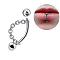 304 Stainless Steel Curved Barbell Lip Rings with Chains, Round, 8mm, Pin: 1.2mm