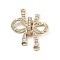 Brass Clear Cubic Zirconia Fold Over Clasps, Butterfly, Real 14K Gold Plated, 26x24.5x5mm