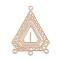 Brass Chandelier Component Links, Long-Lasting Plated, Cadmium Free & Nickel Free & Lead Free, Etched Metal Embellishments, Triangle, Light Gold, 31.5x23.5x0.3mm, Hole: 1.6mm