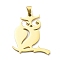 304 Stainless Steel Pendants, Laser Cut, Owl Charm, Golden, 29.5x24x1mm, Hole: 5.5x3mm