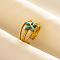 304 Stainless Steel Flower Cuff Rings, Love Design Synthetic Turquoise Open Ring for Women