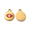 201 Stainless Steel Pendants, with Enamel, Evil Eye, Real 18K Gold Plated, 19x15x3mm, Hole: 3mm