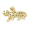 Rack Plating Brass Micro Pave Black Cubic Zirconia Pendants, Cadmium Free & Lead Free, Long-Lasting Plated, Leopard, Real 18K Gold Plated, 17.5x39x5mm, Hole: 8x5mm