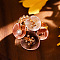Zinc Alloy & Enamel & Imitation Pearl Finger Rings for Women, Flower, Sienna, Inner Diameter: 19mm