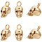 6Pcs Retro 304 Stainless Steel Pendants, Skull Charm, Golden, 20.5x9.5x13.5mm, Hole: 3mm