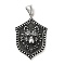 304 Stainless Steel Manual Polishing Pendants, Shield with Wolf, Antique Silver, 47x32x9mm, Hole: 4.5x9mm