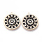 Brass Micro Pave Clear Cubic Zirconia Pendants, with Enamel, Nickel Free, Real 18K Gold Plated, Flat Round with Flower & Triangle, Black, 24.5x22.5x1.5mm, Hole: 1.2mm