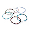 Natural Mixed Gemstone Stretch Bracelets, with Brass Beads, Round, Golden, 2-1/8 inch(5.3cm)