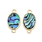 Brass Pave Natural Paua Shell Connector Charms, Golden, Oval, 21.5x12x2.7mm, Hole: 2.3mm