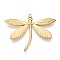 304 Stainless Steel Pendants, Dragonfly Charm, Ion Plating(IP), Real 18K Gold Plated, 28x34.5x2mm, Hole: 1.5~1.6mm