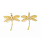 Brass Cubic Zirconia Pendants, Cadmium Free & Lead Free, Dragonfly Charms, Golden, 33.5x33x3mm, Hole: 3.5x5mm
