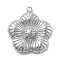 304 Stainless Steel Pendants, Flower Charm, Anti-Tarnish, Stainless Steel Color, 23.5x21.5x4mm, Hole: 1.6mm