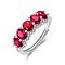 925 Sterling Silver Micro Pave Cubic Zirconia Adjustable Cuff Rings, Oval, Silver, Cerise, US Size 4 1/4~14(15~23mm)
