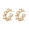 Clear Cubic Zirconia Open Hoop Earring, Half Hoop Earrings, C-shape Stud Earrings, Cadmium Free & Lead Free, Real 18K Gold Plated, 16.5x4.5mm, Pin: 0.9mm