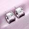Brass C-Shaped Stud Earrings, Lead Free & Cadmium Free, Long-Lasting Plated, Rack Plating, Platinum, 18.5x13.5mm